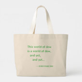 Japanese Haiku "World of Dew" Minimalist Canvas ラージトートバッグ (裏面)