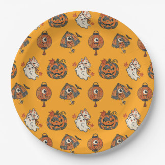 Japanese Halloween Yokai Pattern Paper Plates ペーパープレート