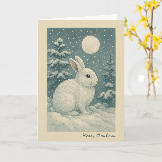 Japanese Hare - Christmas Card カード (黄色い花)