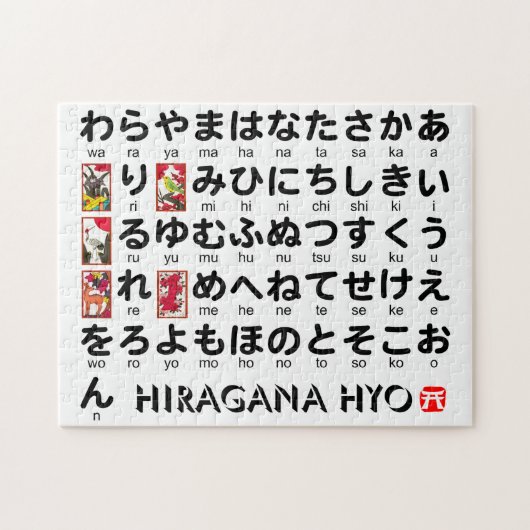 Japanese Hiragana table (Hanafuda) ジグソーパズル (横)
