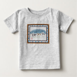 Japanese horse samurai art equestrian sumi ベビーTシャツ