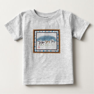 Japanese horse samurai art equestrian sumi ベビーTシャツ