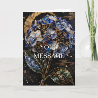 Japanese Hydrangea Gold Art Personalized Card カード