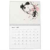 Japanese Ink Calligraphy and Seasonal Patterns カレンダー (3月 2027)