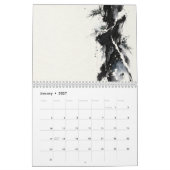 Japanese Ink Calligraphy and Seasonal Patterns カレンダー (1月 2027)