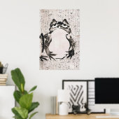 Japanese Ink Frog Wall Art Print, Zen Calligraphy ポスター (ホームオフィス)