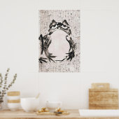 Japanese Ink Frog Wall Art Print, Zen Calligraphy ポスター (キッチン)