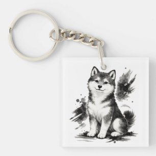 【Japanese Ink Puppy Acrylic Keychain】 キーホルダー