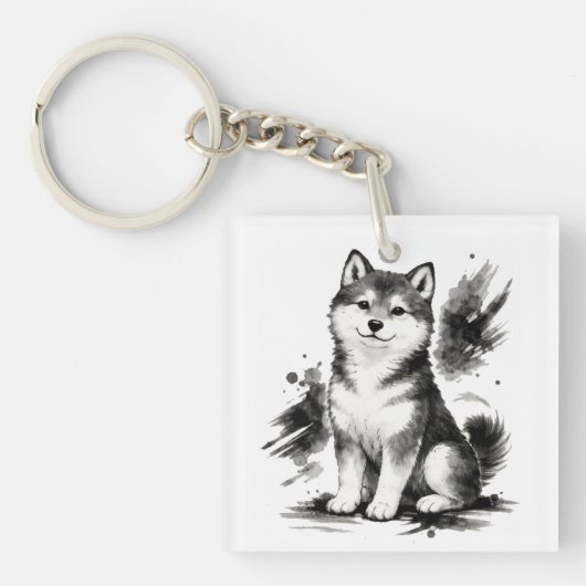 【Japanese Ink Puppy Acrylic Keychain】 キーホルダー (正面)