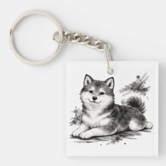 【Japanese Ink Puppy Acrylic Keychain】 キーホルダー
