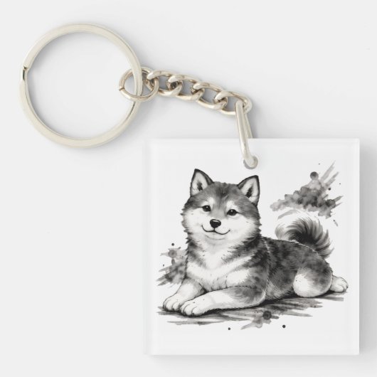 【Japanese Ink Puppy Acrylic Keychain】 キーホルダー (正面)