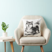 【Japanese Ink Puppy Throw Pillow】 クッション (椅子)