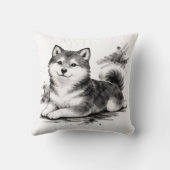 【Japanese Ink Puppy Throw Pillow】 クッション (裏面)