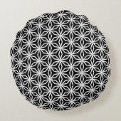 Japanese-Inspired Geometric Black and White  ラウンドクッション (裏面)