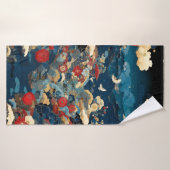 Japanese Inspired Luxury Floral Art バスタオル (バスタオル)