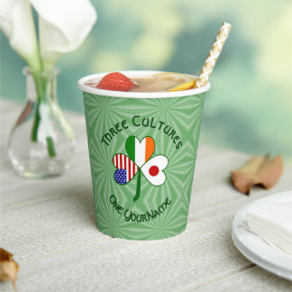 Japanese Irish American Shamrock Personalized Text 紙コップ
