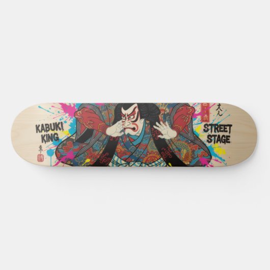 Japanese  KABUKI　Style Skateboard Art  |歌舞伎 スケートボード (横)