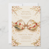 Japanese Kaiawase Gold Wedding Invitation 招待状 (正面)