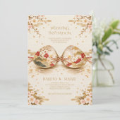 Japanese Kaiawase Gold Wedding Invitation 招待状 (スタンド正面)
