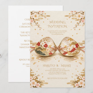 Japanese Kaiawase Gold Wedding Invitation 招待状