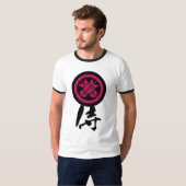Japanese kanji "侍" (samurai) and family crests tシャツ (正面フル)