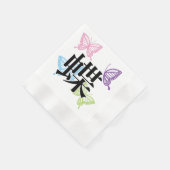Japanese Kanji Butterfly 縁ありカクテルナプキン (角)