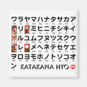 Japanese Katakana Table (Hanafuda) マグネット