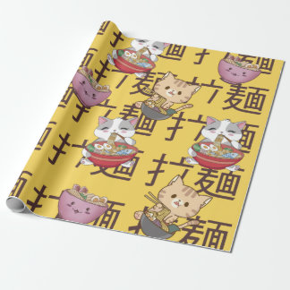 Japanese Kawaii Anime Cat Ramen Noodles ラッピングペーパー