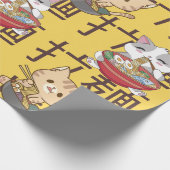 Japanese Kawaii Anime Cat Ramen Noodles ラッピングペーパー (角)