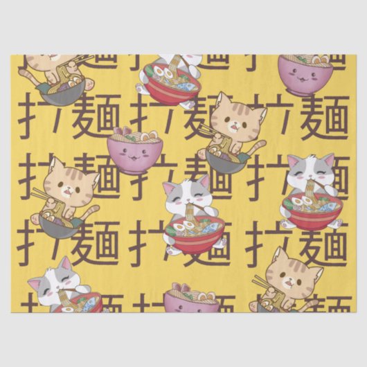 Japanese Kawaii Anime Cat Ramen Noodles 薄葉紙 (正面)