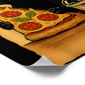 Japanese Kawaii Anime Cat Zza A Tea Cat Eating Zza ポスター (角)