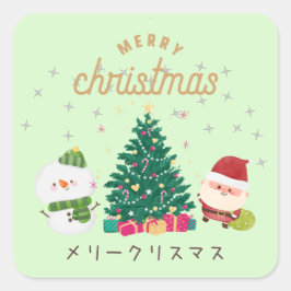 Japanese kawaii sticker 【Santa GREEN】christmas スクエアシール