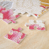 Japanese KIMONO Textile, Floral Pattern ジグソーパズル (側面)