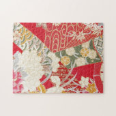 Japanese KIMONO Textile, Floral Pattern ジグソーパズル (横)