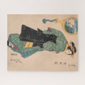 Japanese Kimono Woman Courtesan Artwork ジグソーパズル (横)