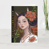 Japanese Kitsune Fox Spirit Mythical New Year Card シーズンカード (正面)
