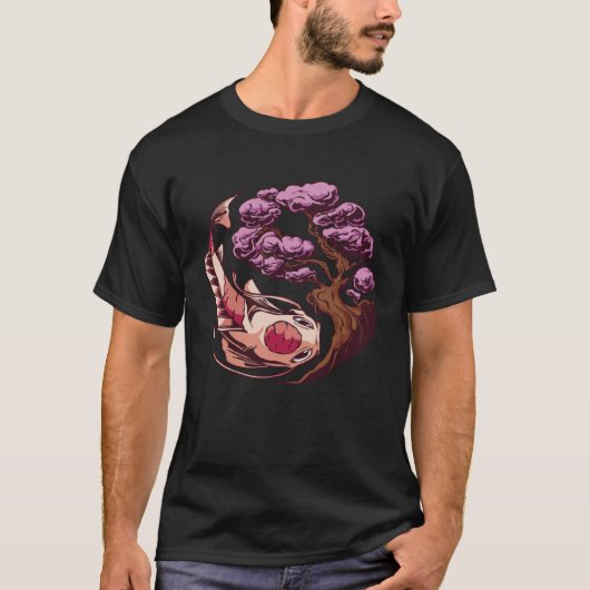 Japanese Koi and Koi with cherry blossom and Sakur Tシャツ (正面)
