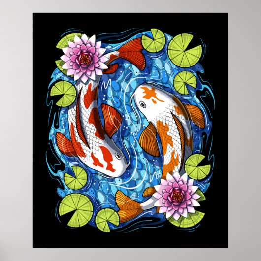 Japanese Koi Fish ポスター (正面)