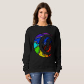 Japanese Koi Fish and Crescent Moon With Rainbow C スウェットシャツ (正面フル)