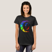 Japanese Koi Fish and Crescent Moon With Rainbow C Tシャツ (正面フル)