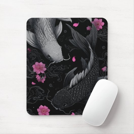 Japanese Koi Fish Dark Mode マウスパッド (マウス)
