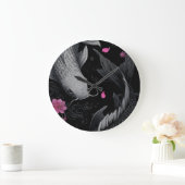 Japanese Koi Fish Dark Mode ラージ壁時計 (ホーム)