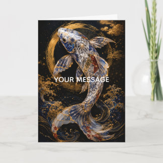 Japanese Koi Fish Kintsugi Gold Art Personalized カード