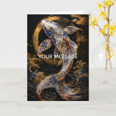 Japanese Koi Fish Kintsugi Gold Art Personalized カード (黄色い花)