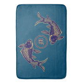 Japanese Koi Fish Monogram バスマット (正面縦)
