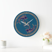 Japanese Koi Fish Monogram ラージ壁時計 (ホーム)