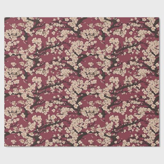 Japanese Koi Fish Sakura Pattern ラッピングペーパー (フラット)