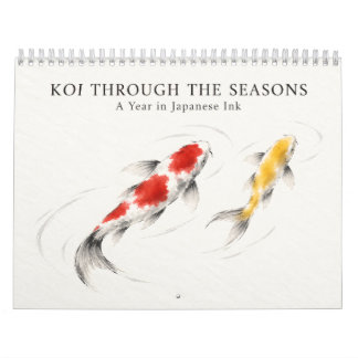 Japanese Koi Fish Sumi-e Art Through the Seasons カレンダー