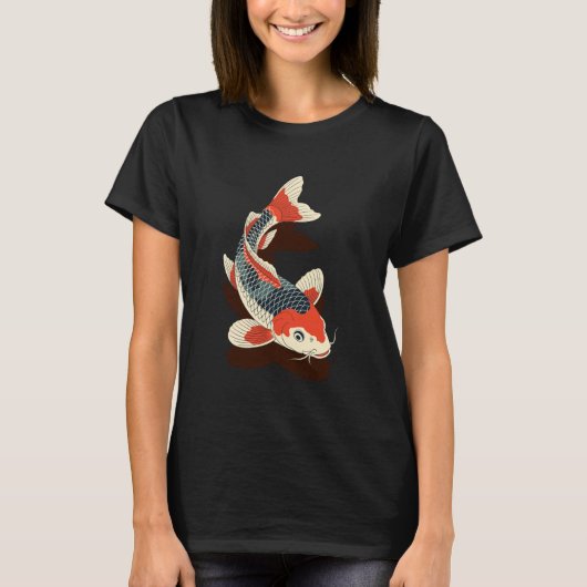 Japanese Koi Fish Ukiyo-e & Irezumi Tattoo Art Zen Tシャツ (正面)