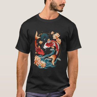 Japanese Koi Fish Vintage Lotus Flowers Tシャツ